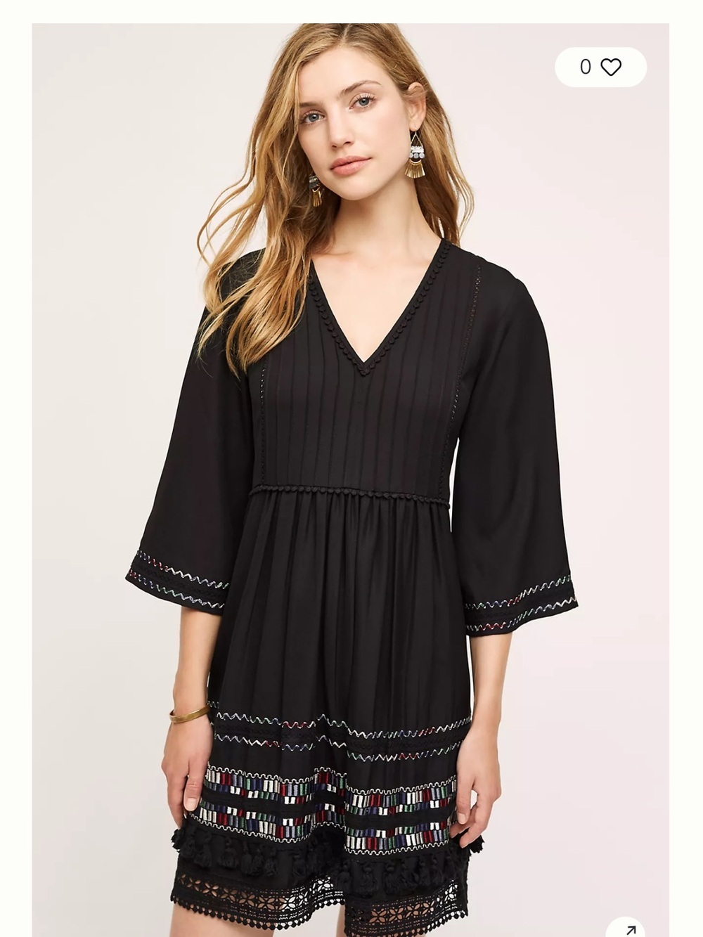 Ranna Gill Daphne Tunic Dress Size Small Black embroidered dress NWT